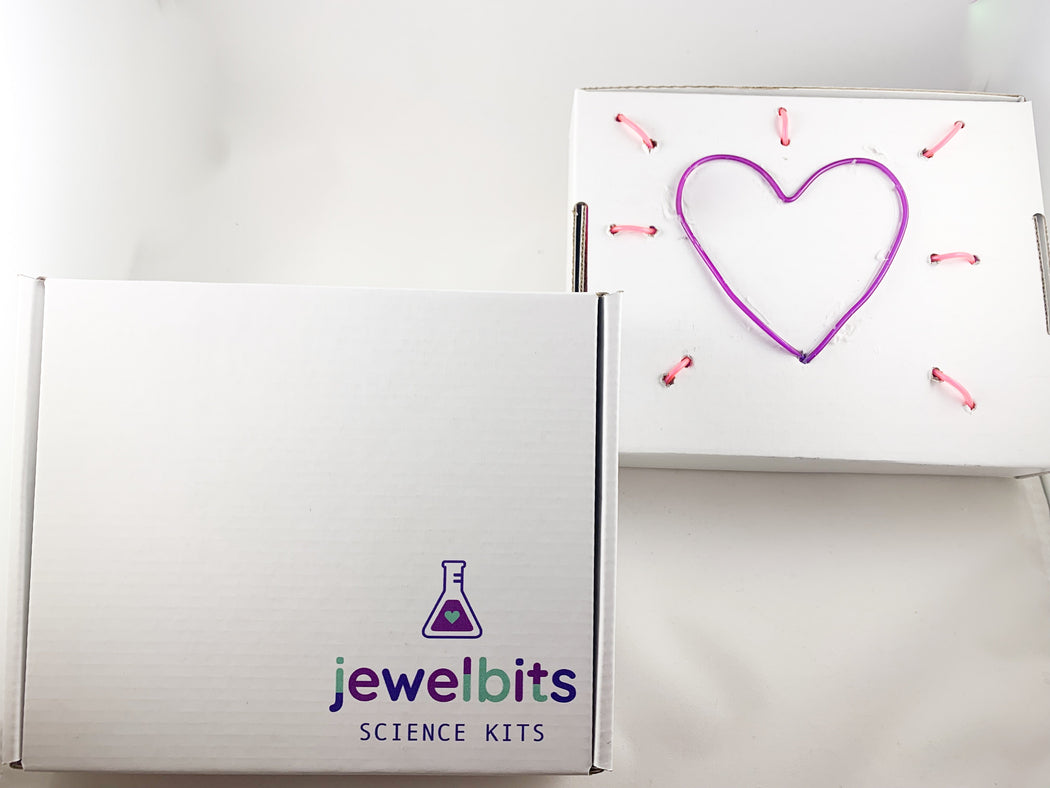 Jewelbits Science Kits: Hello World, Neon -  DIY Party Set (2 White Bands)
