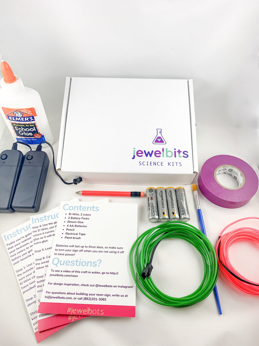 Jewelbits Science Kits: Hello World, Neon -  DIY Party Set (2 White Bands)